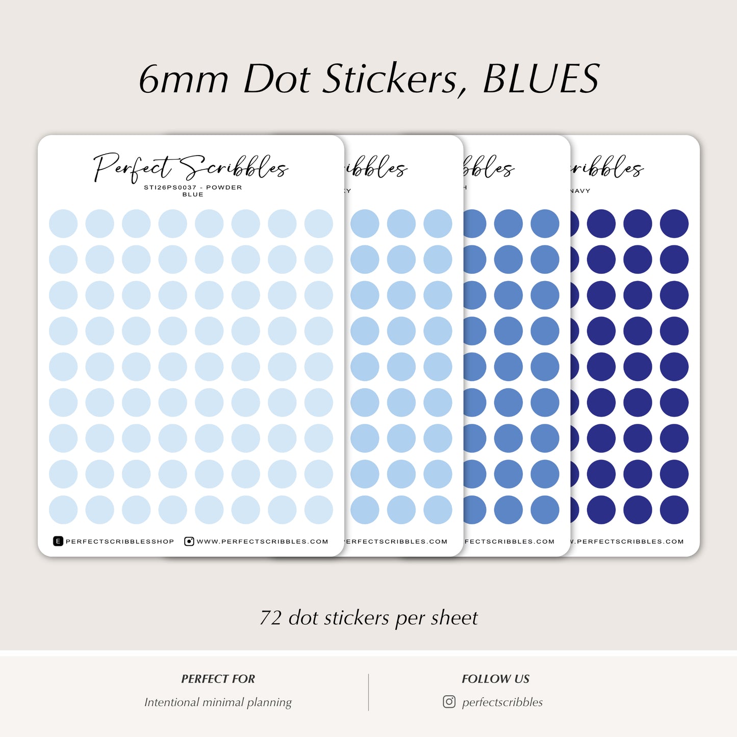 BLUE 6mm DOT Planner Stickers | Minimalist Color Coding (Washi or Matte Paper)