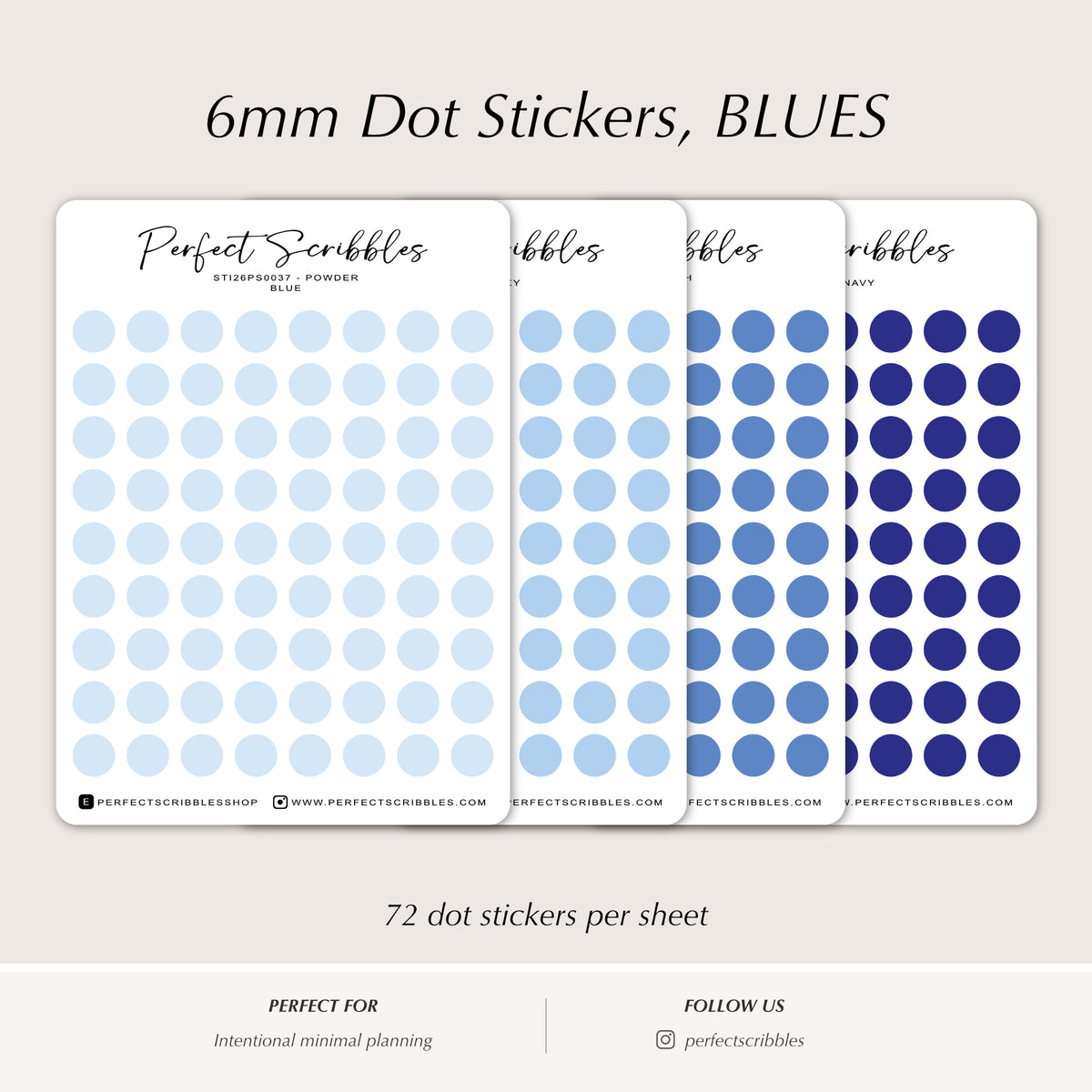 BLUE 6mm DOT Planner Stickers | Minimalist Color Coding (Washi or Matte Paper)
