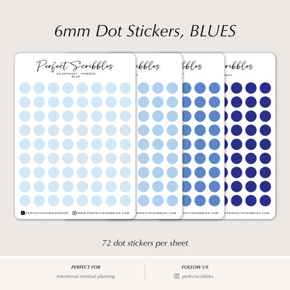 BLUE 6mm DOT Planner Stickers | Minimalist Color Coding (Washi or Matte Paper)