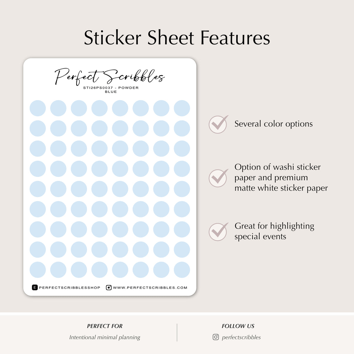BLUE 6mm DOT Planner Stickers | Minimalist Color Coding (Washi or Matte Paper)