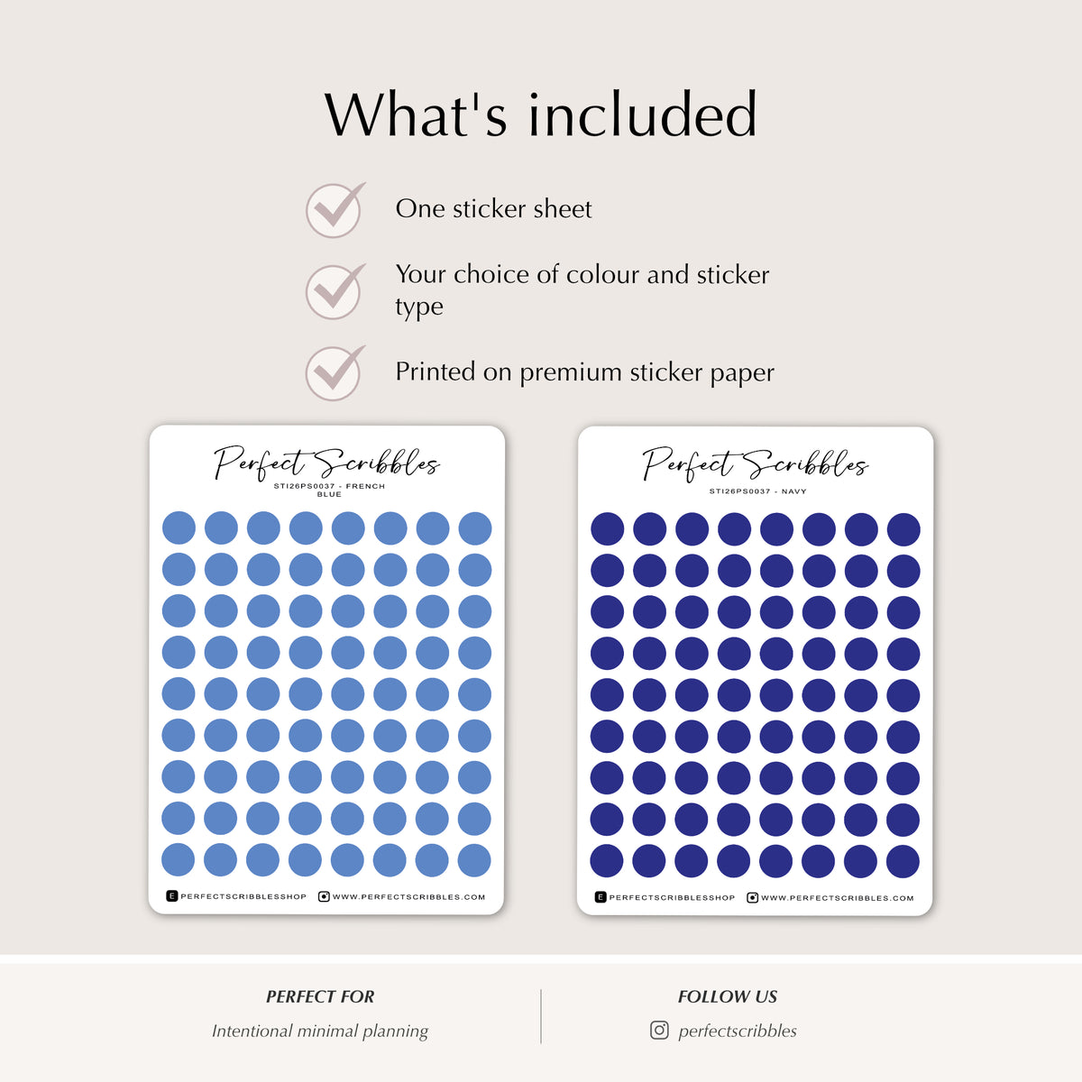 BLUE 6mm DOT Planner Stickers | Minimalist Color Coding (Washi or Matte Paper)
