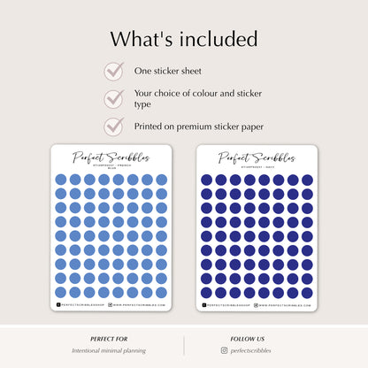 BLUE 6mm DOT Planner Stickers | Minimalist Color Coding (Washi or Matte Paper)
