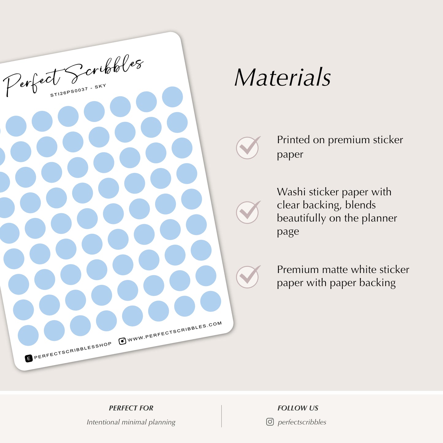 BLUE 6mm DOT Planner Stickers | Minimalist Color Coding (Washi or Matte Paper)