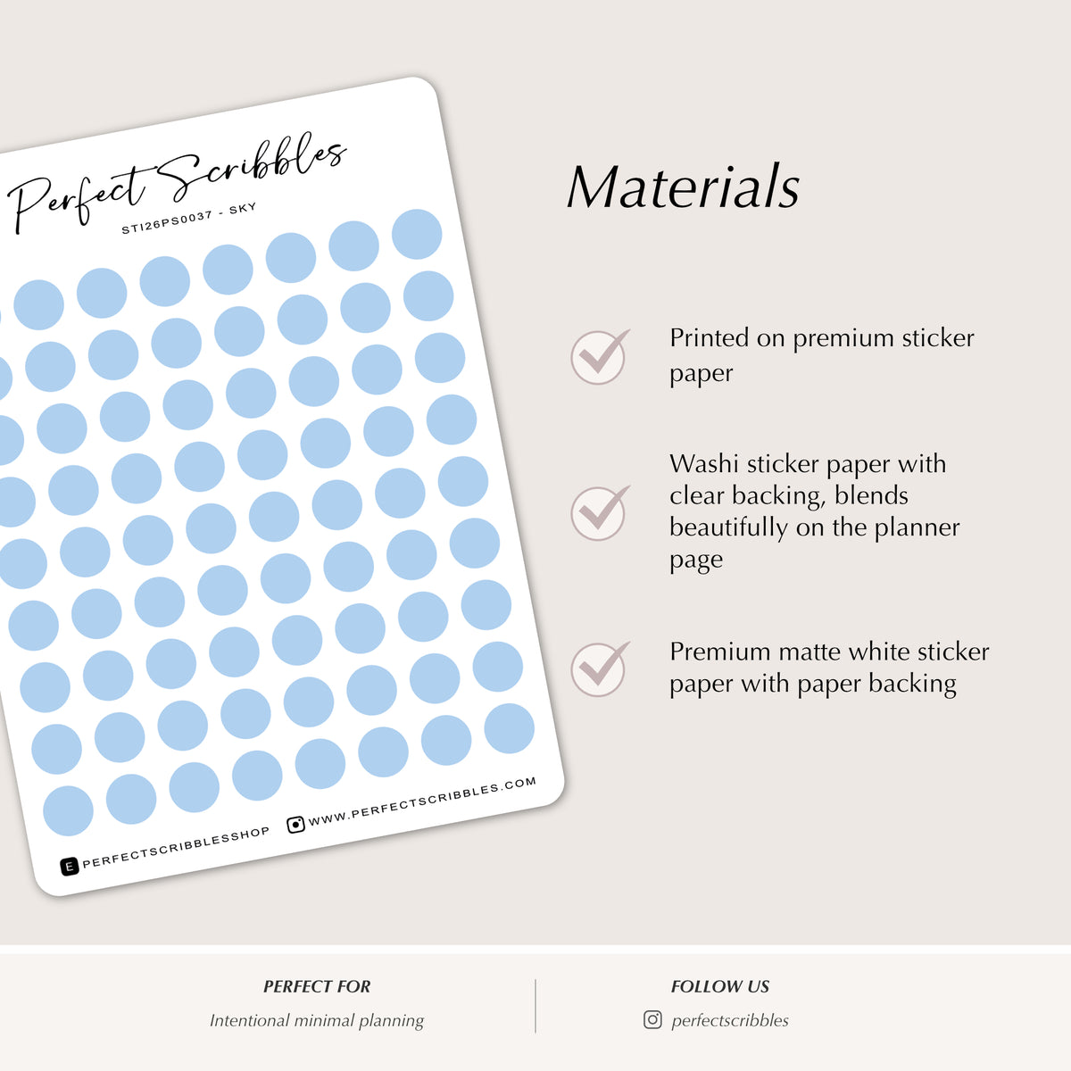 BLUE 6mm DOT Planner Stickers | Minimalist Color Coding (Washi or Matte Paper)
