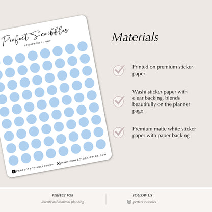 BLUE 6mm DOT Planner Stickers | Minimalist Color Coding (Washi or Matte Paper)