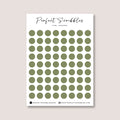 GREEN Colours Regular Dot Planner Stickers – 72 Minimal Matte Dots (6 mm) on 80×110 mm Sheet | Transparent, washi or Premium Matte – Perfect for Hobonichi, Stalogy & Common Planner