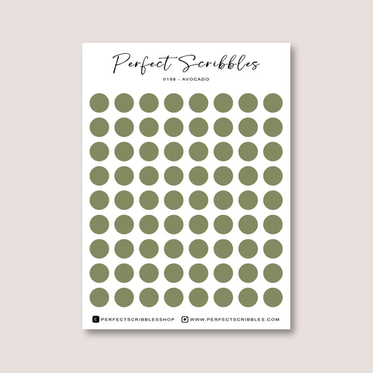 GREEN Colours Regular Dot Planner Stickers – 72 Minimal Matte Dots (6 mm) on 80×110 mm Sheet | Transparent, washi or Premium Matte – Perfect for Hobonichi, Stalogy & Common Planner