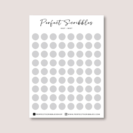 GREY Colours Regular Dot Planner Stickers – 72 Minimal Matte Dots (6 mm)