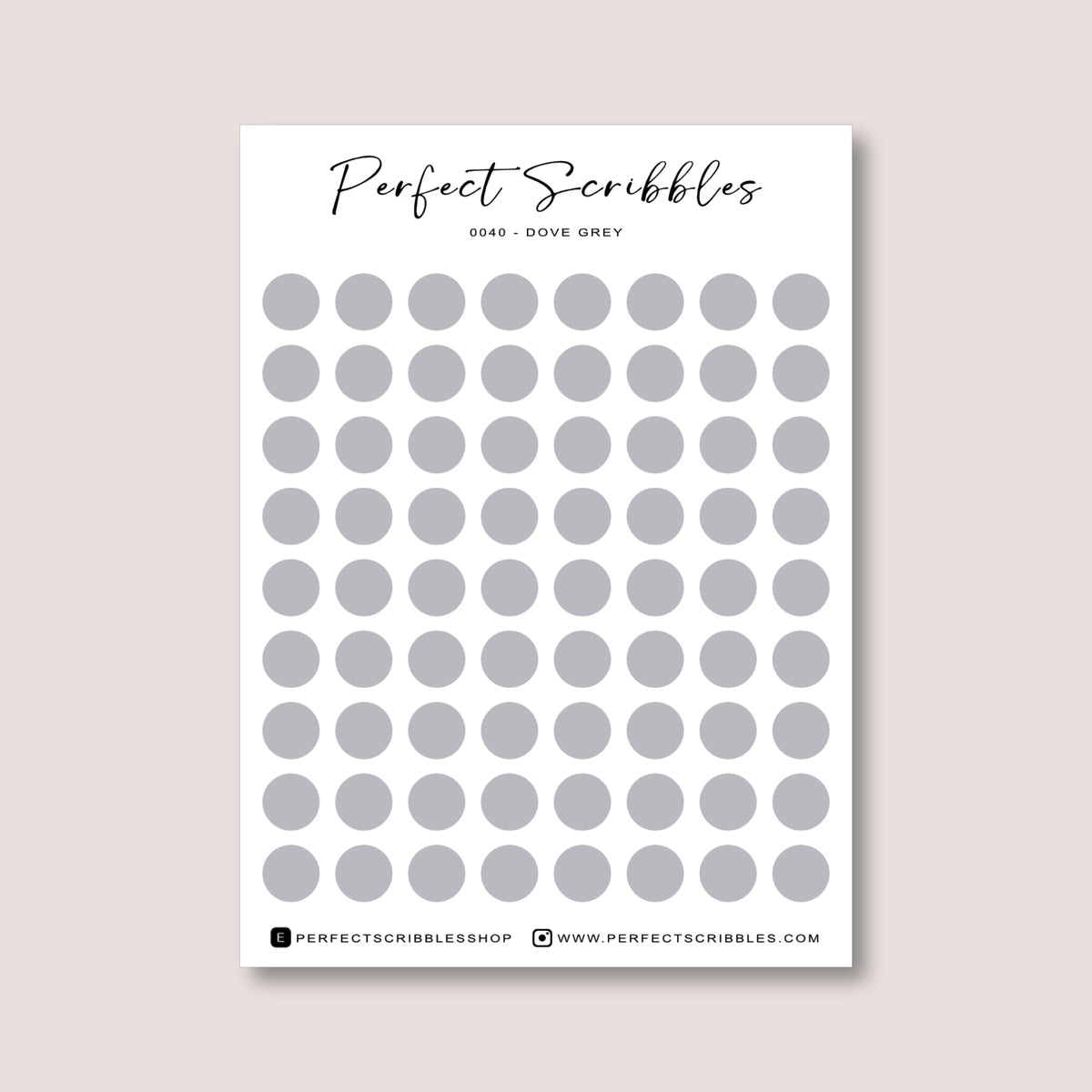 GREY Colours Regular Dot Planner Stickers – 72 Minimal Matte Dots (6 mm)