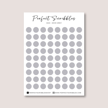 GREY Colours Regular Dot Planner Stickers – 72 Minimal Matte Dots (6 mm)