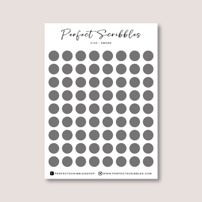 GREY Colours Regular Dot Planner Stickers – 72 Minimal Matte Dots (6 mm)