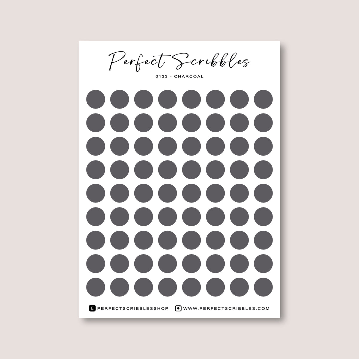 GREY Colours Regular Dot Planner Stickers – 72 Minimal Matte Dots (6 mm)