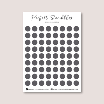 GREY Colours Regular Dot Planner Stickers – 72 Minimal Matte Dots (6 mm)