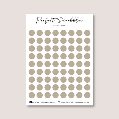 Neutral Colours Regular Dot Planner Stickers – 72 Minimal Matte Dots (6 mm)