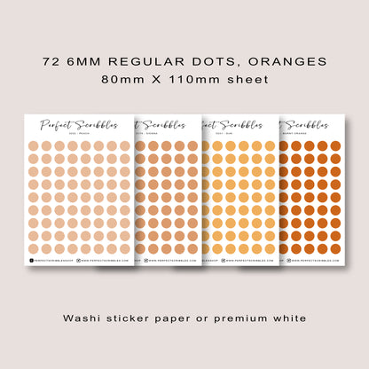 ORANGE Colours Regular Dot Planner Stickers – 72 Minimal Matte Dots (6 mm)