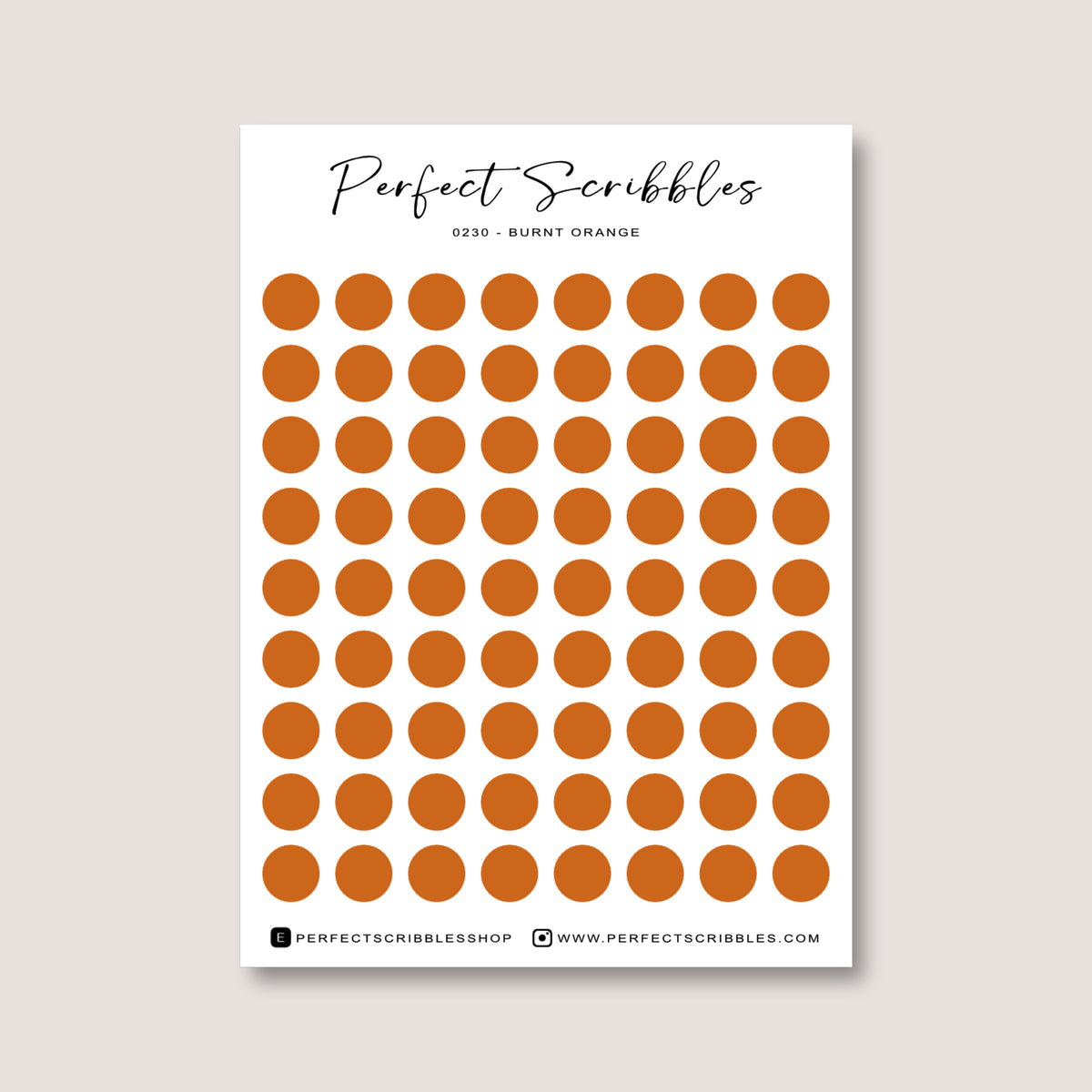 ORANGE Colours Regular Dot Planner Stickers – 72 Minimal Matte Dots (6 mm)