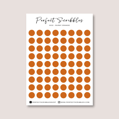 ORANGE Colours Regular Dot Planner Stickers – 72 Minimal Matte Dots (6 mm)