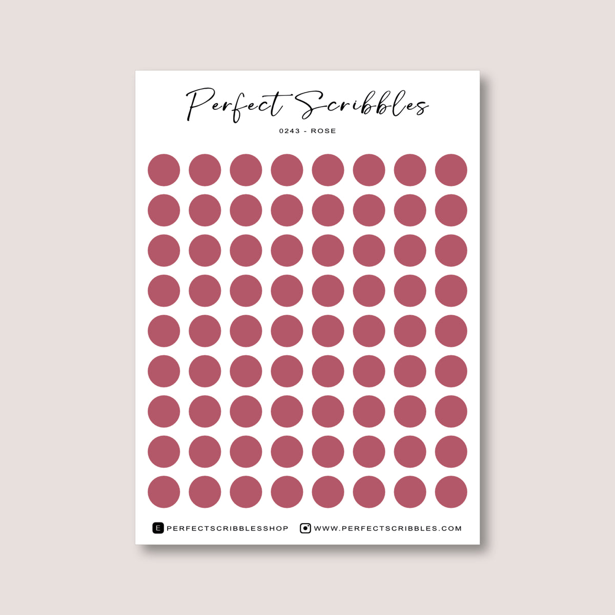 PINK Colours Regular Dot Planner Stickers – 72 Minimal Matte Dots (6 mm)