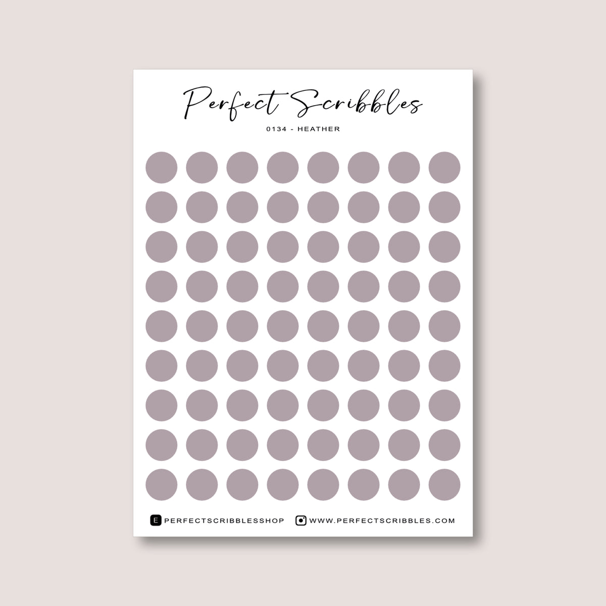 PURPLE Colours Regular Dot Planner Stickers – 72 Minimal Matte Dots (6 mm)