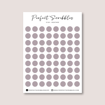 PURPLE Colours Regular Dot Planner Stickers – 72 Minimal Matte Dots (6 mm)