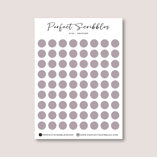 PURPLE Colours Regular Dot Planner Stickers – 72 Minimal Matte Dots (6 mm)