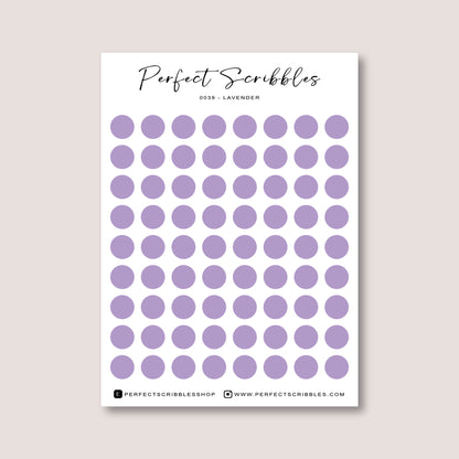 PURPLE Colours Regular Dot Planner Stickers – 72 Minimal Matte Dots (6 mm)
