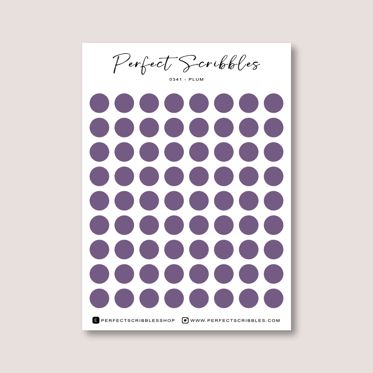 PURPLE Colours Regular Dot Planner Stickers – 72 Minimal Matte Dots (6 mm)