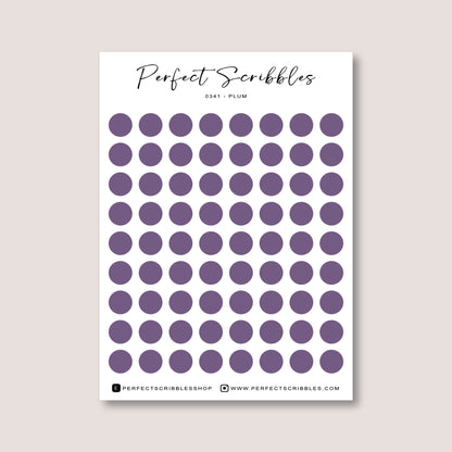 PURPLE Colours Regular Dot Planner Stickers – 72 Minimal Matte Dots (6 mm)