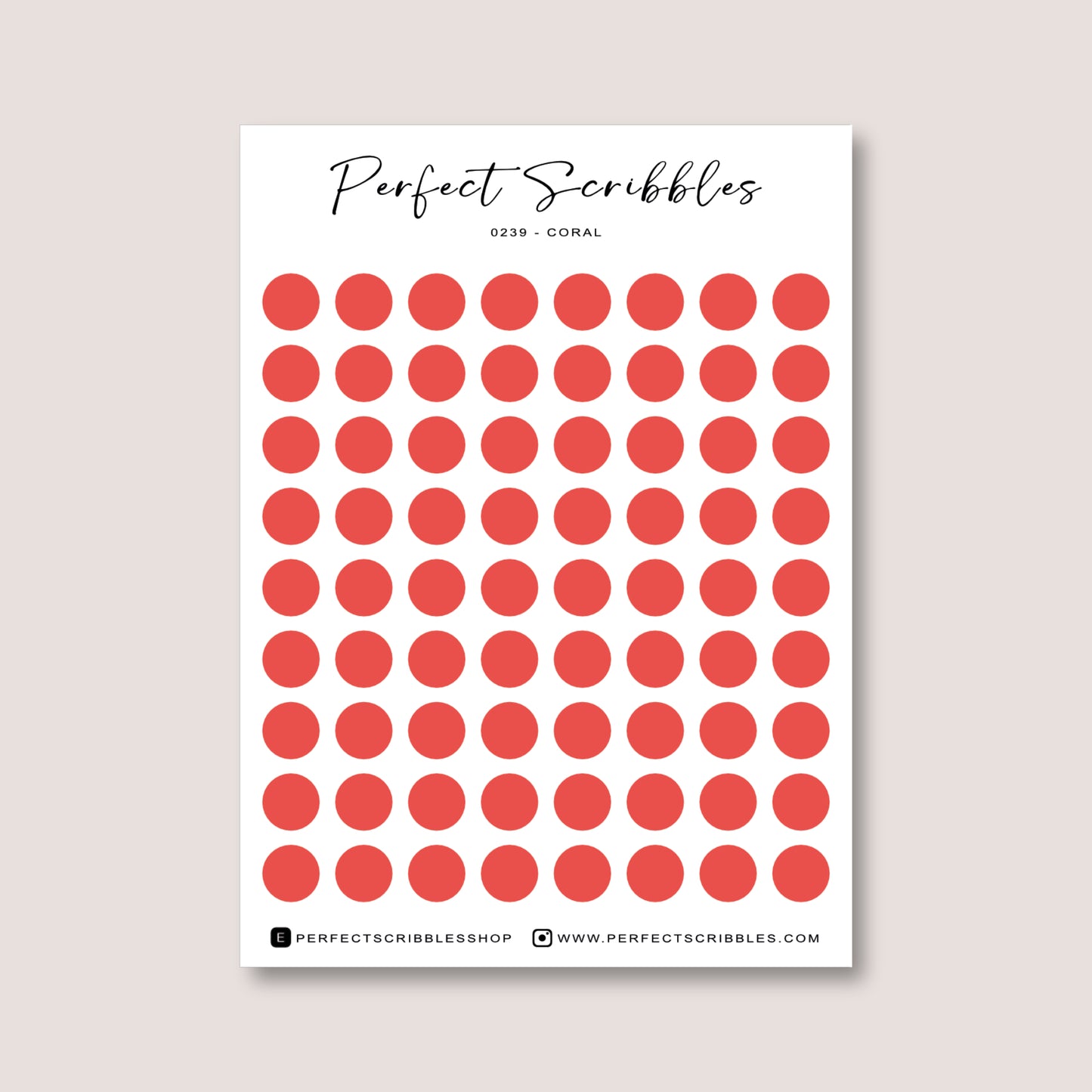 RED Colours Regular Dot Planner Stickers – 72 Minimal Matte Dots (6 mm)