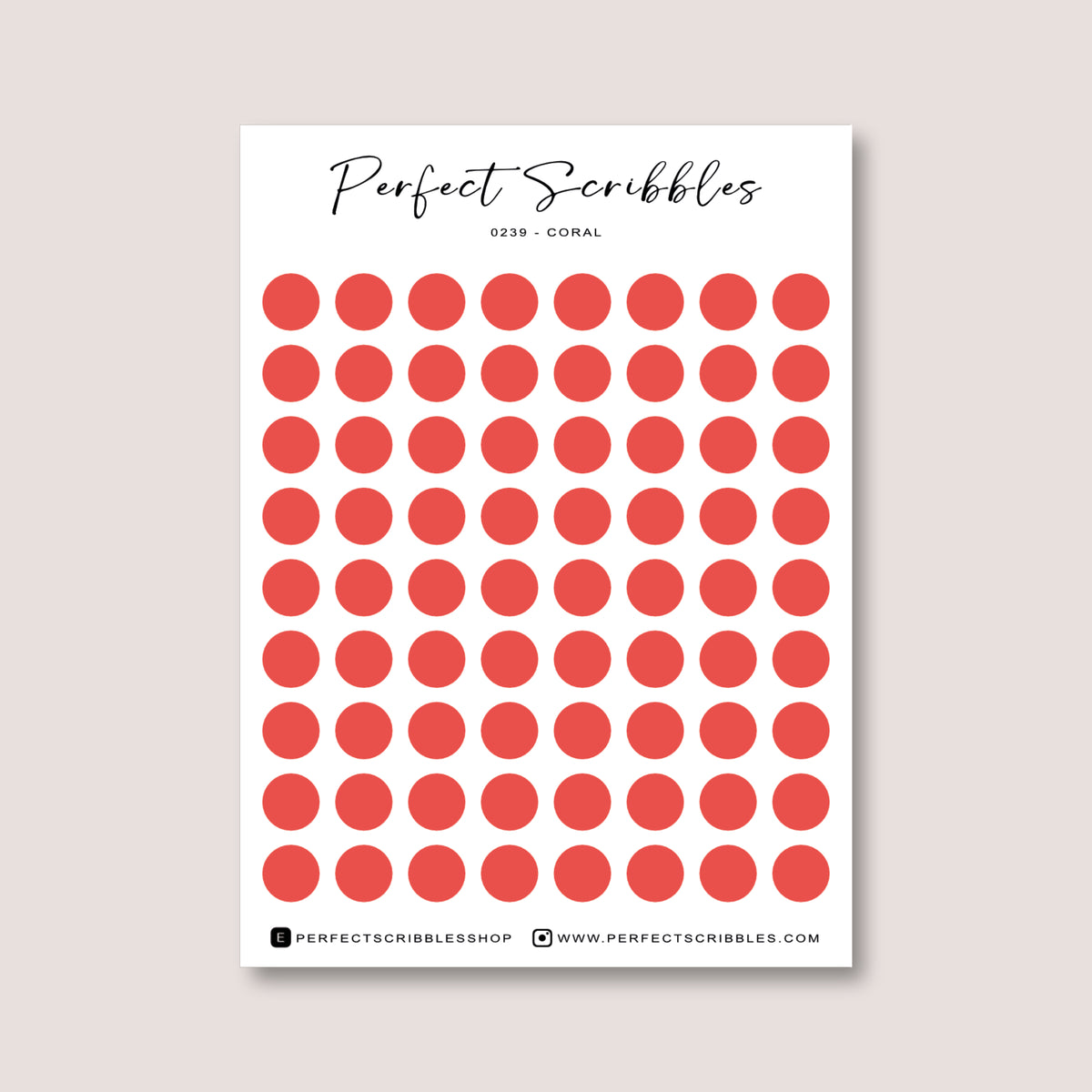 RED Colours Regular Dot Planner Stickers – 72 Minimal Matte Dots (6 mm)