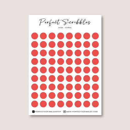 RED Colours Regular Dot Planner Stickers – 72 Minimal Matte Dots (6 mm)