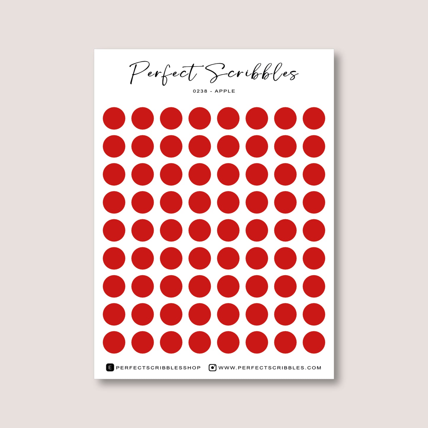 RED Colours Regular Dot Planner Stickers – 72 Minimal Matte Dots (6 mm)