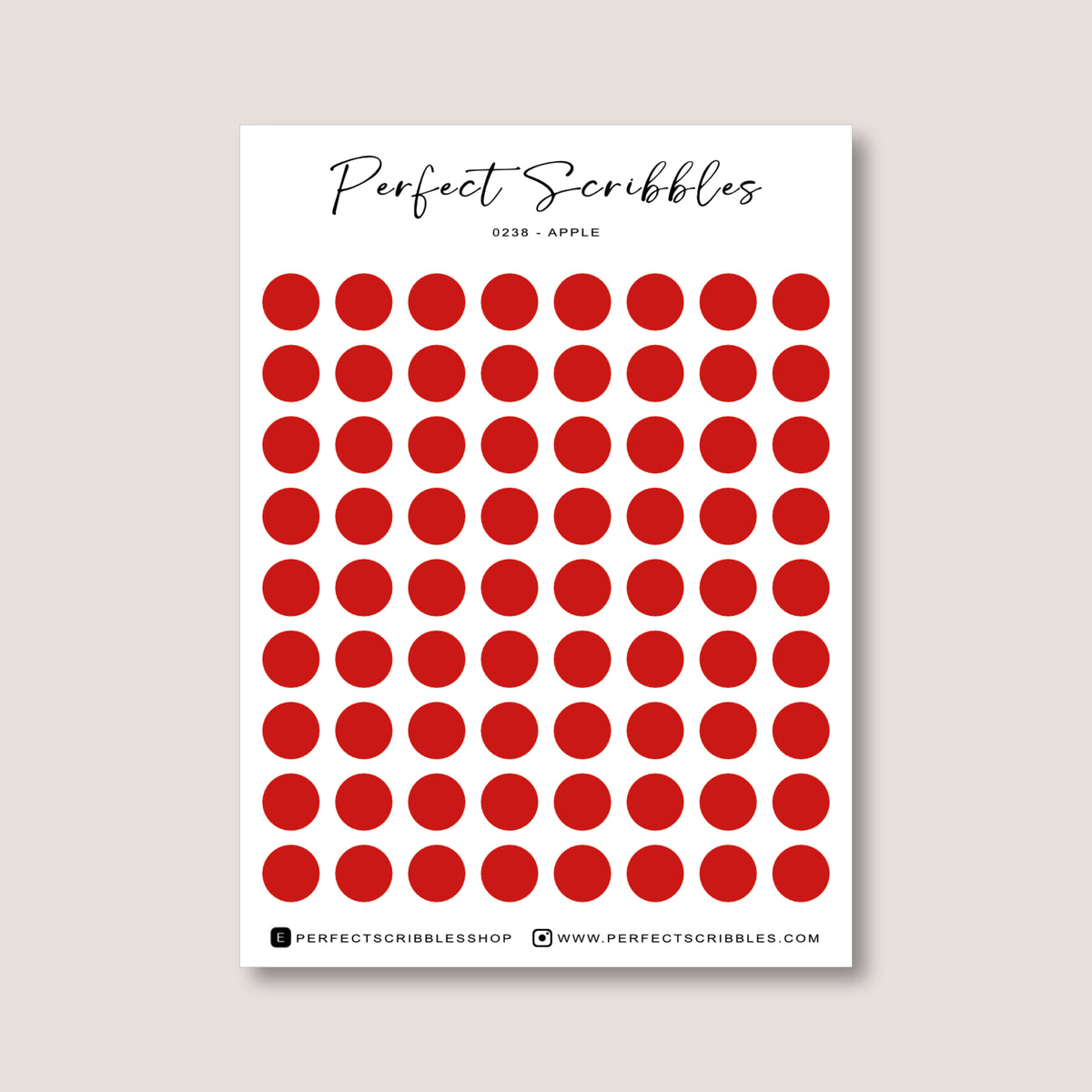 RED Colours Regular Dot Planner Stickers – 72 Minimal Matte Dots (6 mm)
