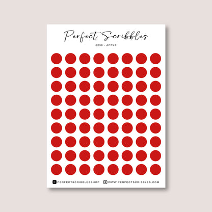 RED Colours Regular Dot Planner Stickers – 72 Minimal Matte Dots (6 mm)