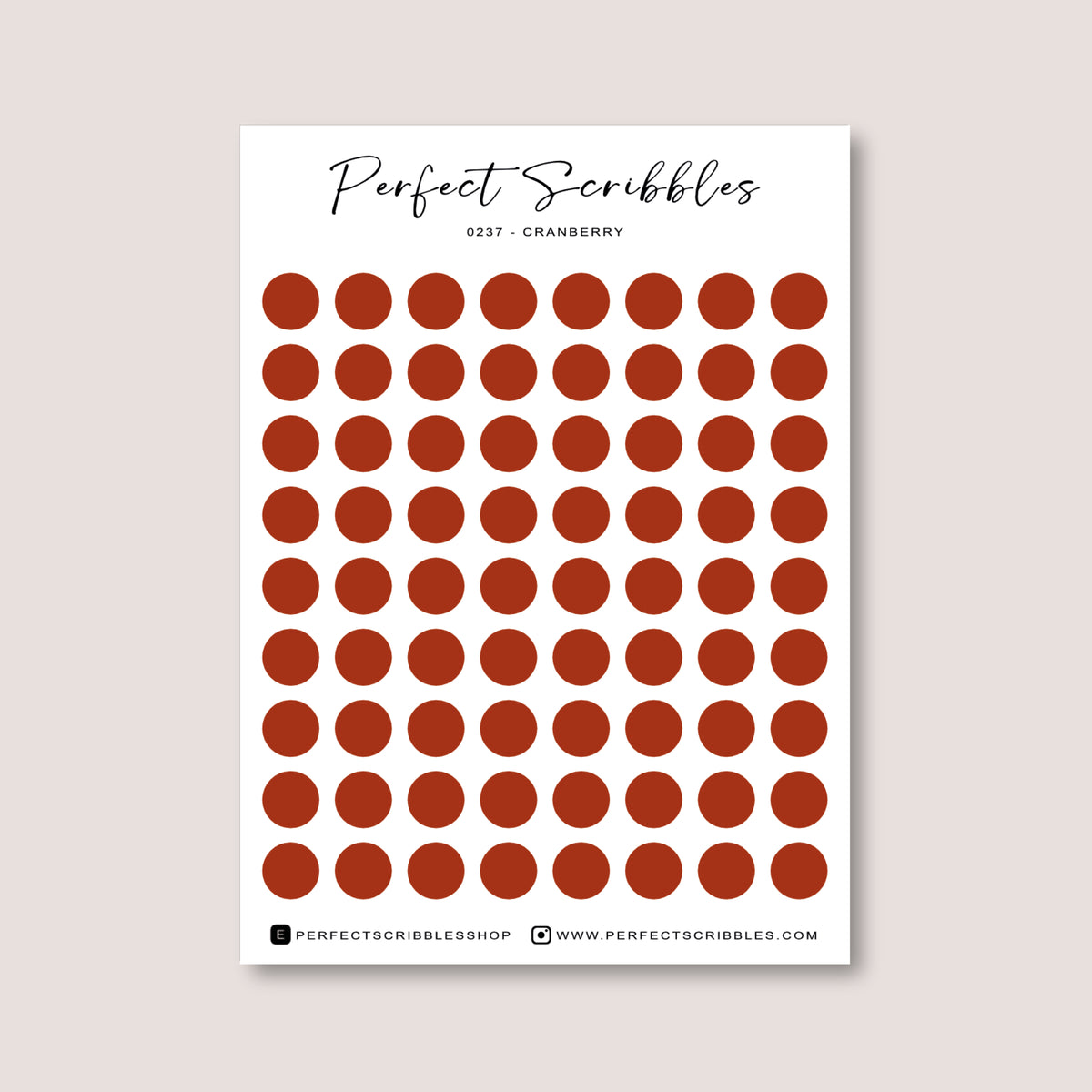 RED Colours Regular Dot Planner Stickers – 72 Minimal Matte Dots (6 mm)