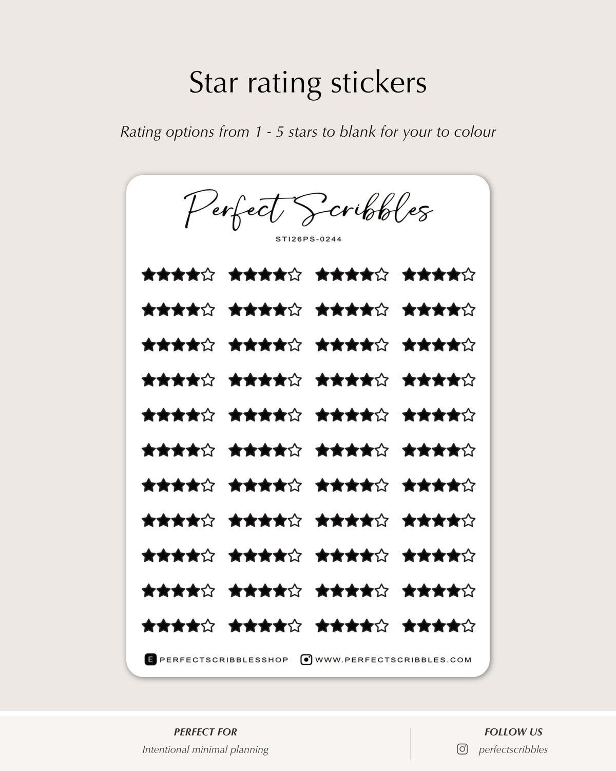 star rating planner stickers minimal grid planner