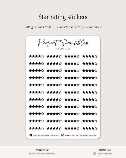 star rating planner stickers minimal grid planner