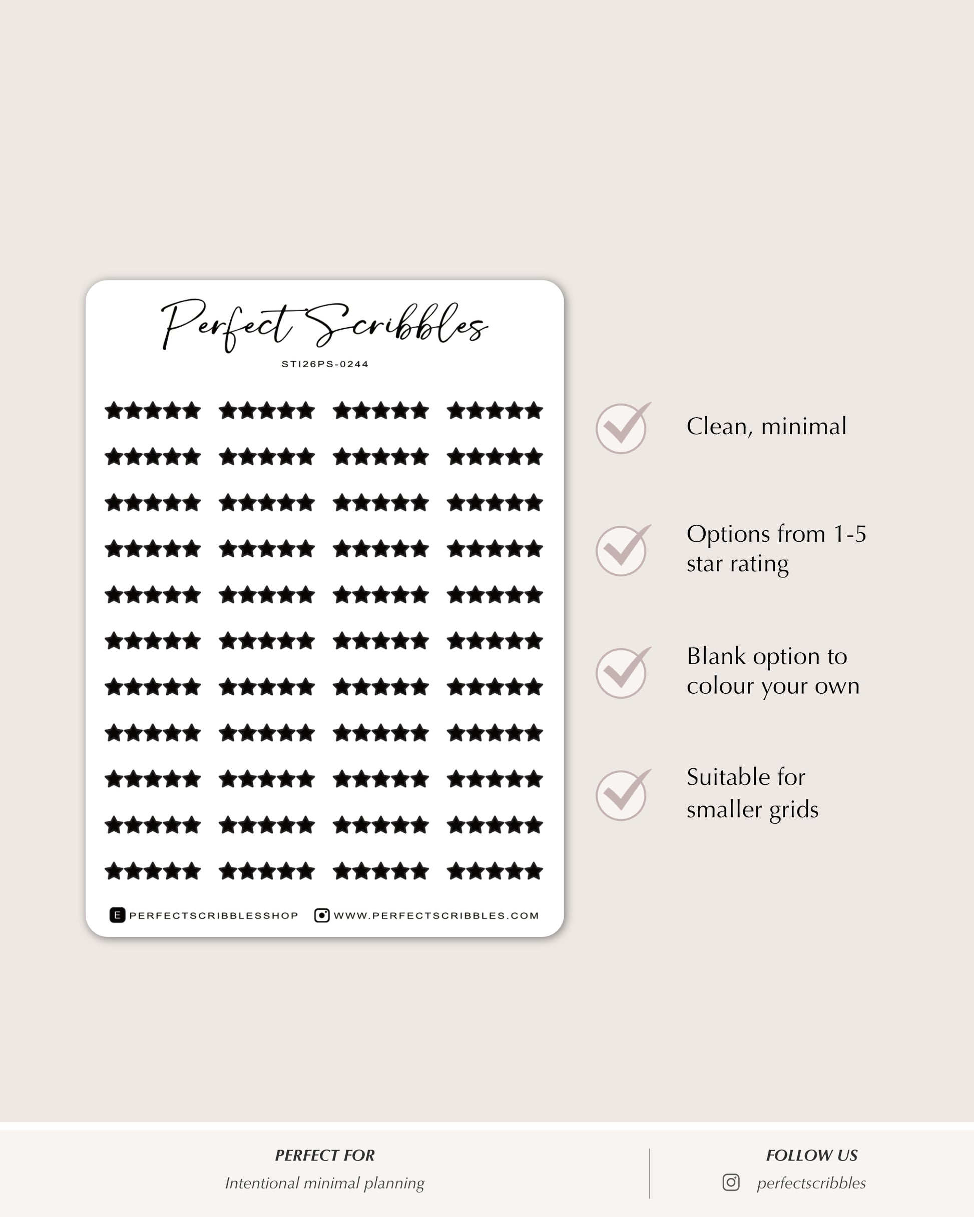 star rating planner stickers minimal grid planner