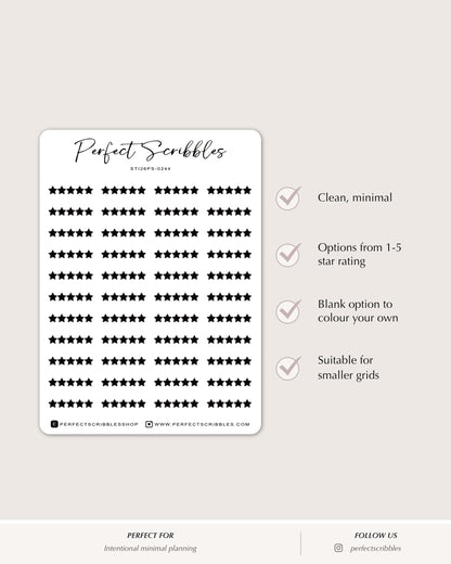 star rating planner stickers minimal grid planner