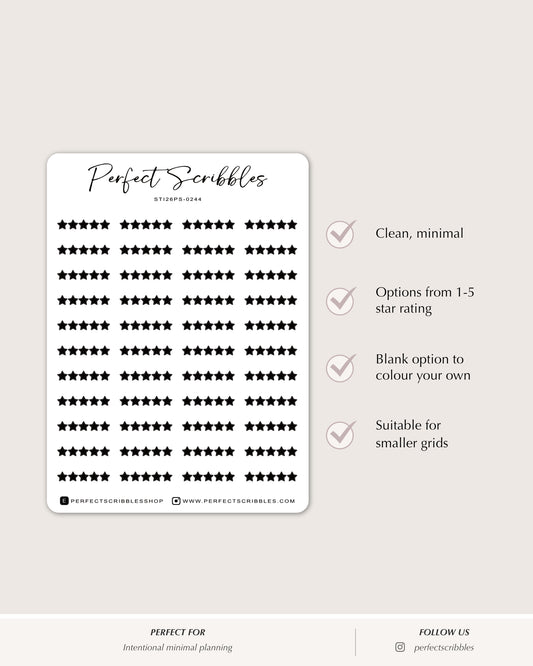 star rating planner stickers minimal grid planner