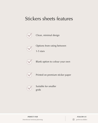 star rating planner stickers minimal grid planner
