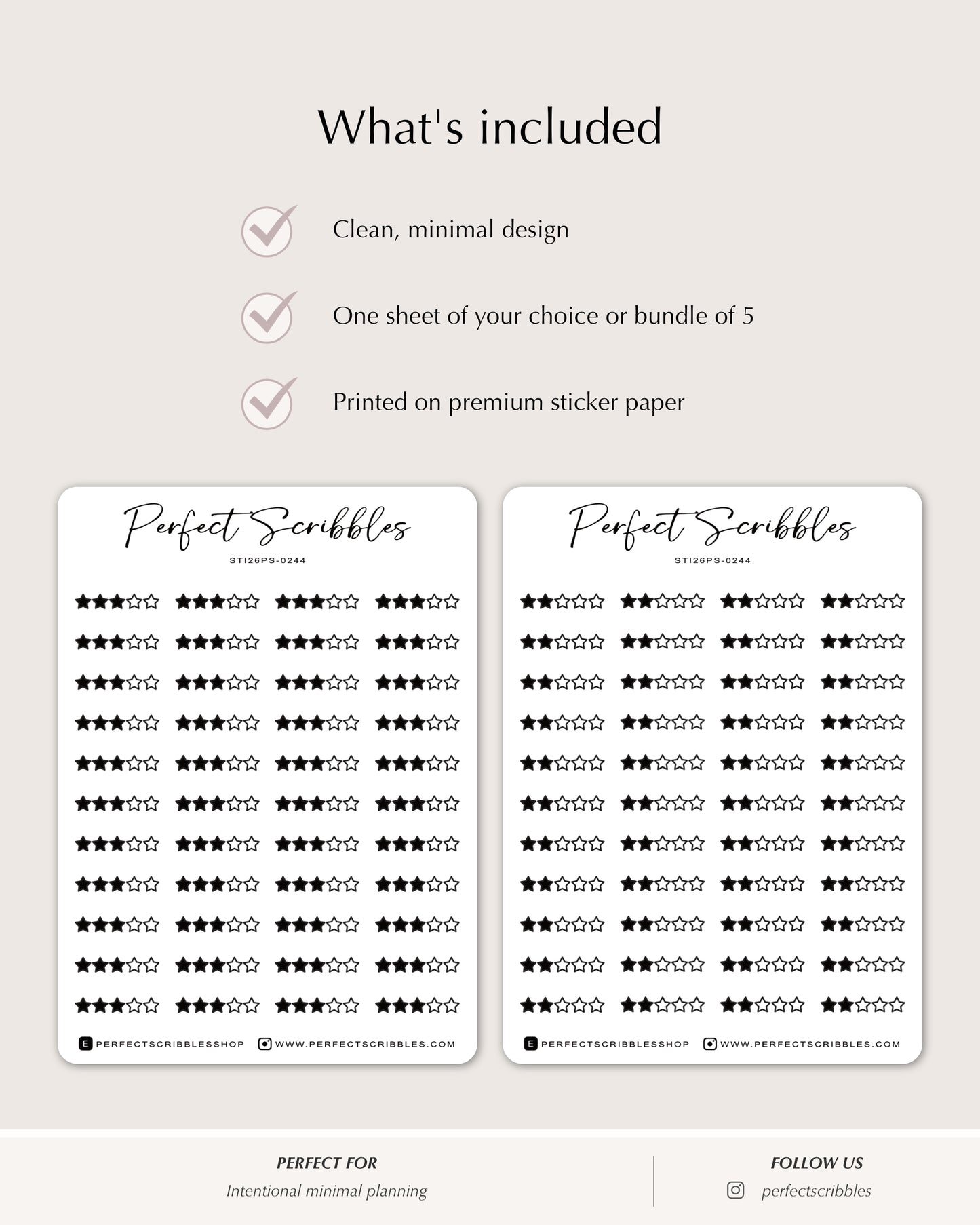star rating planner stickers minimal grid planner