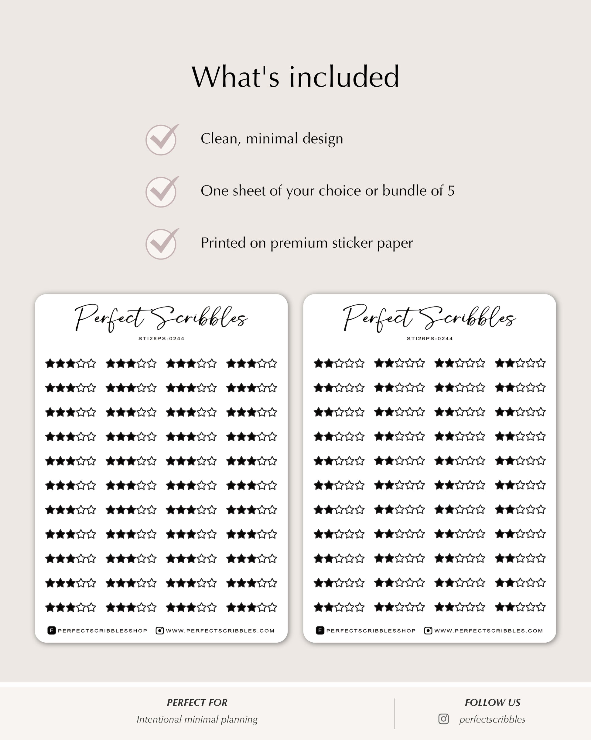 star rating planner stickers minimal grid planner