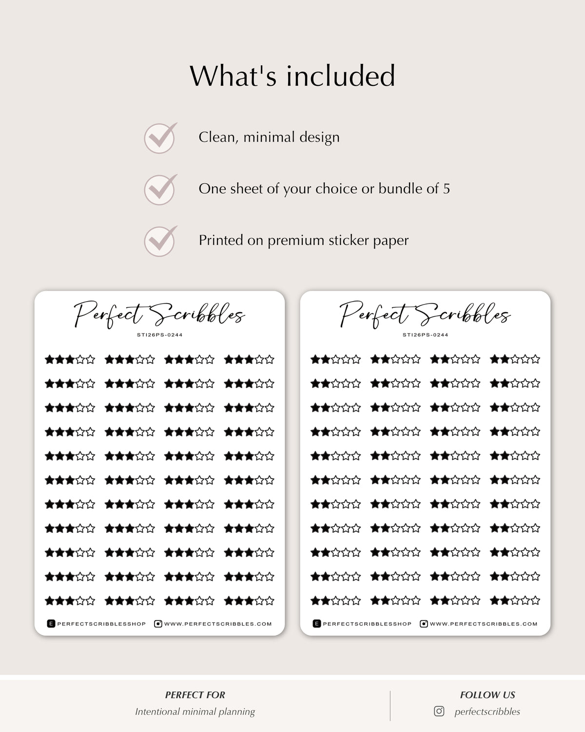 star rating planner stickers minimal grid planner
