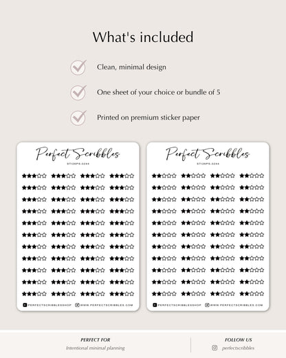 star rating planner stickers minimal grid planner
