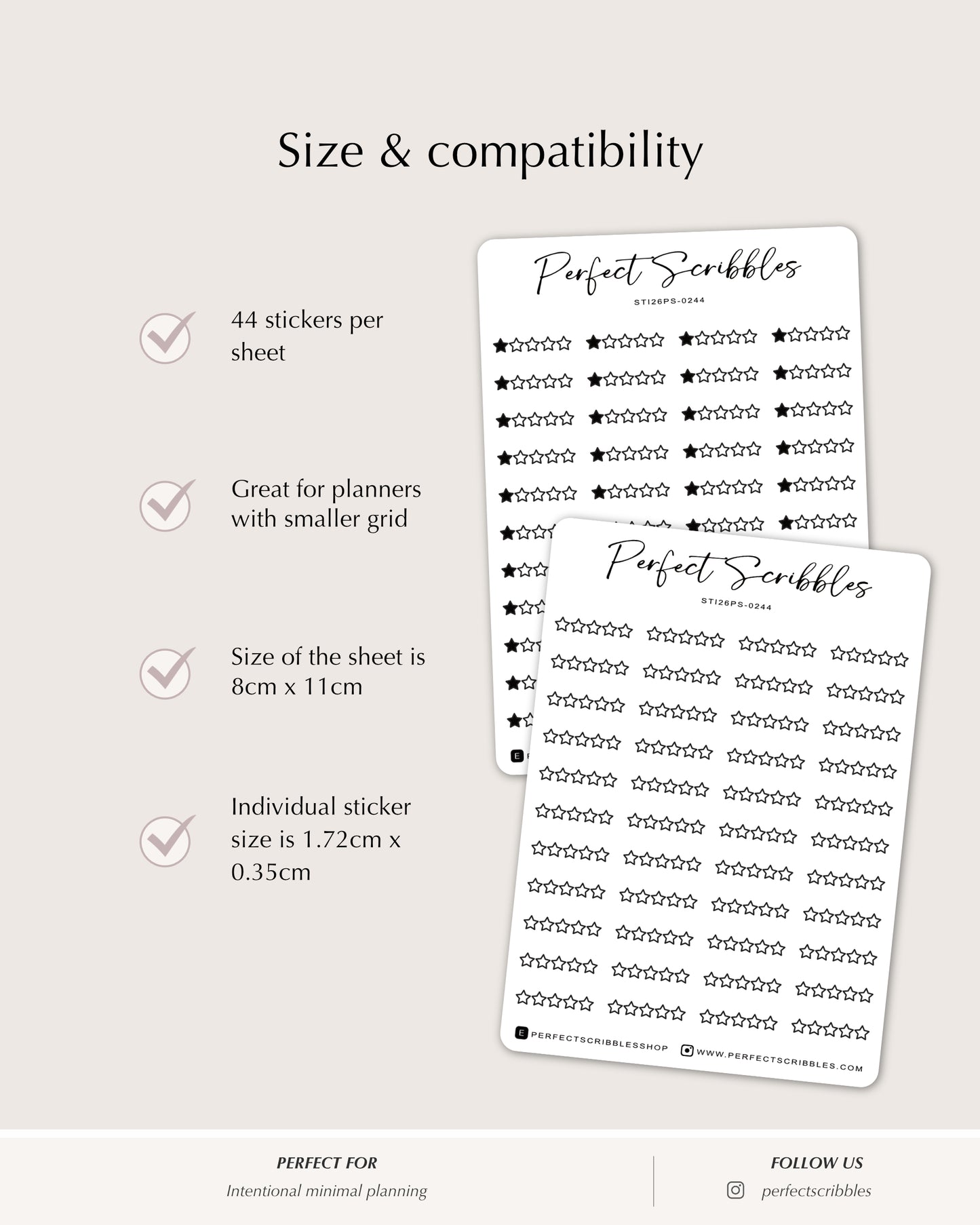 star rating planner stickers minimal grid planner