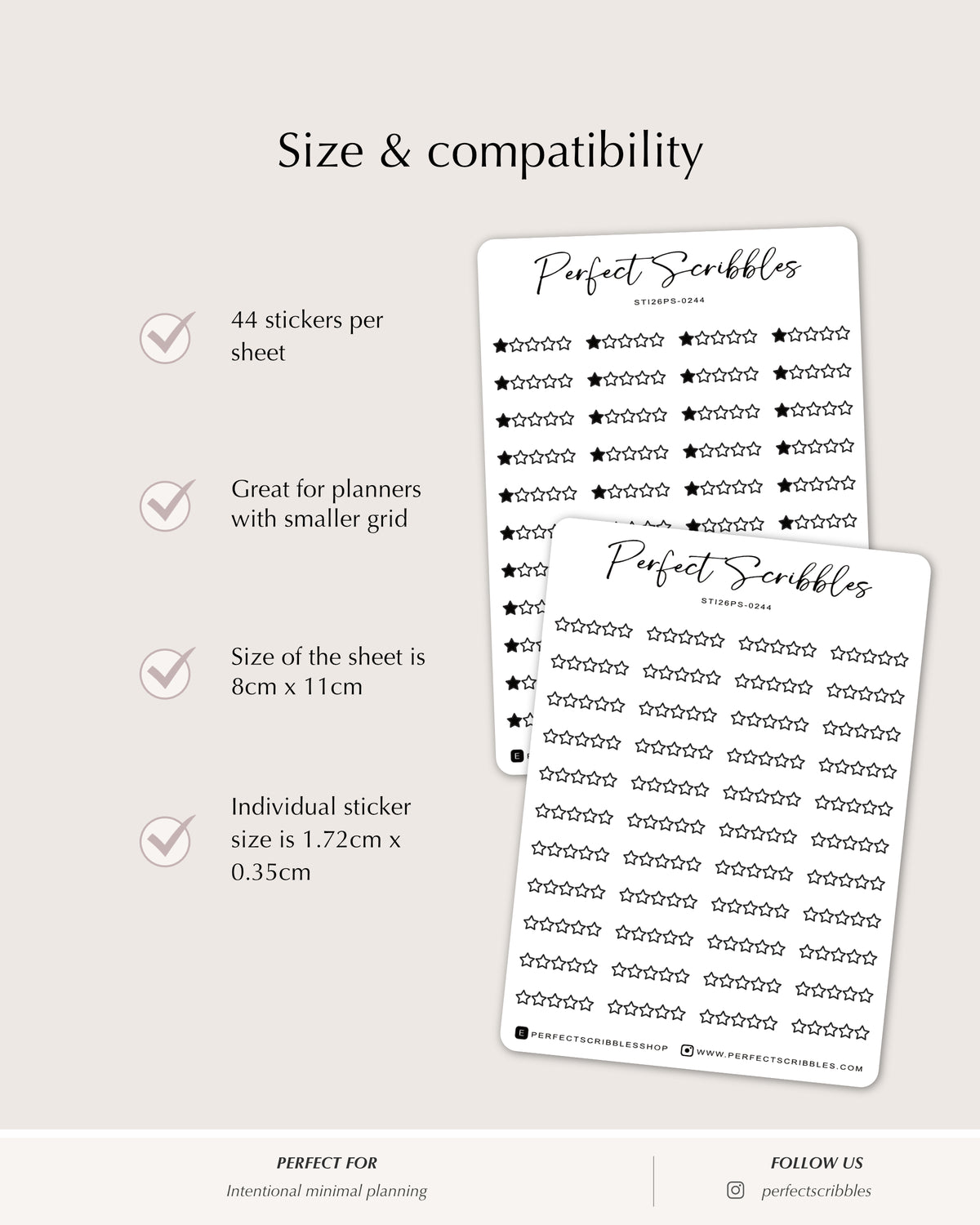 star rating planner stickers minimal grid planner