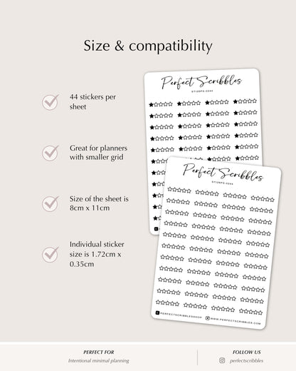 star rating planner stickers minimal grid planner