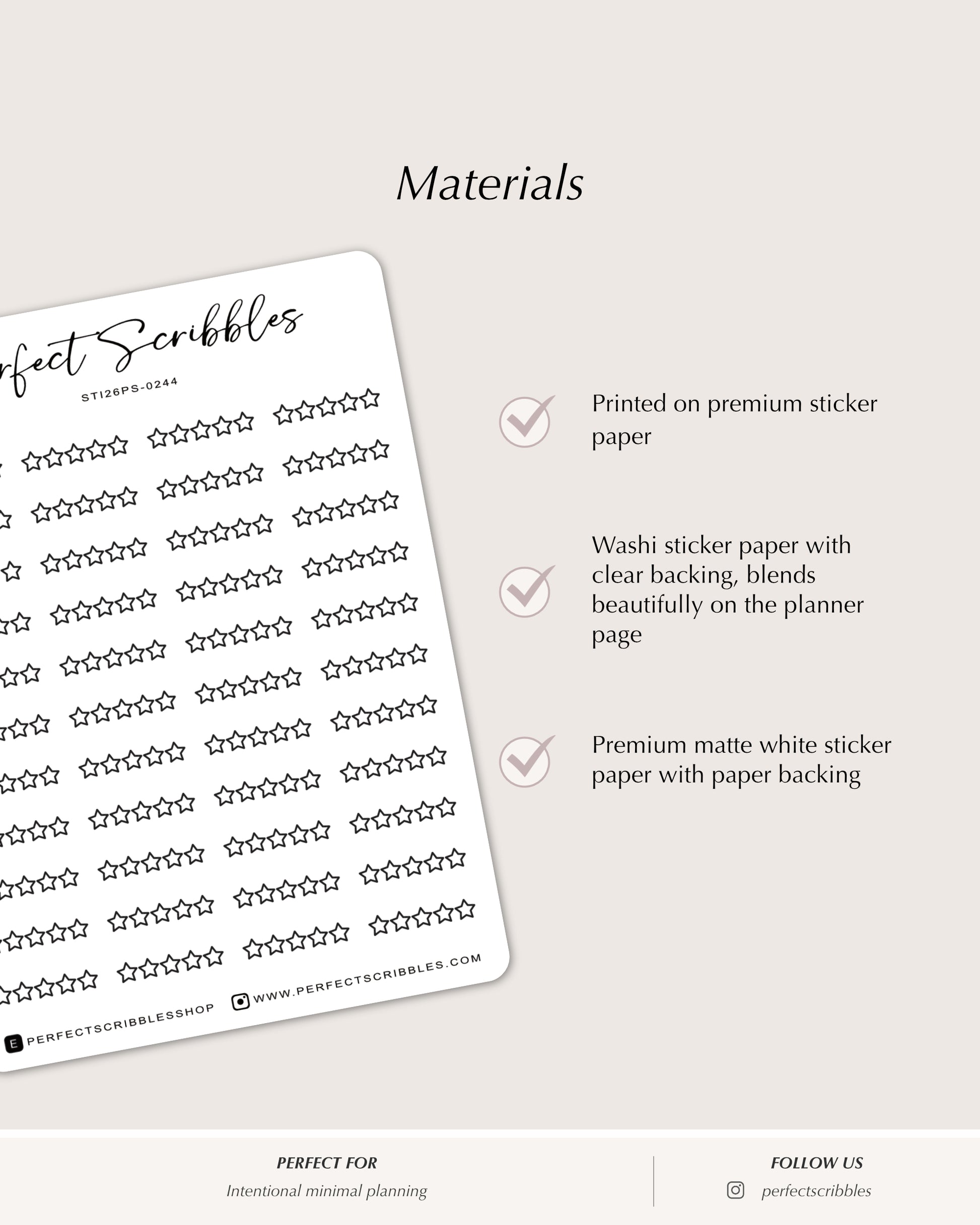 star rating planner stickers minimal grid planner