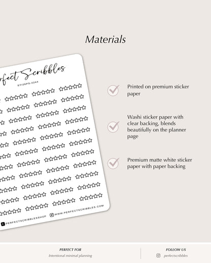 star rating planner stickers minimal grid planner